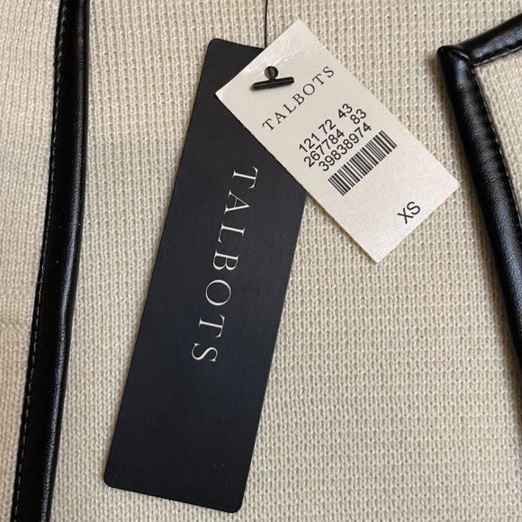 Talbots Ivory Sweater with Faux Leather Trim - Picture 6 of 6